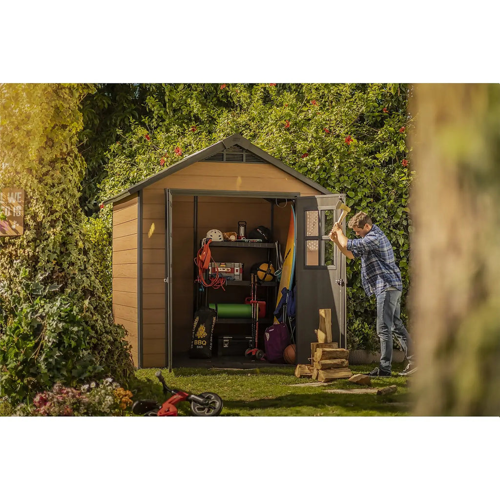 Keter Newton 7 x 7ft Double Door Outdoor Apex Plastic Garden Shed