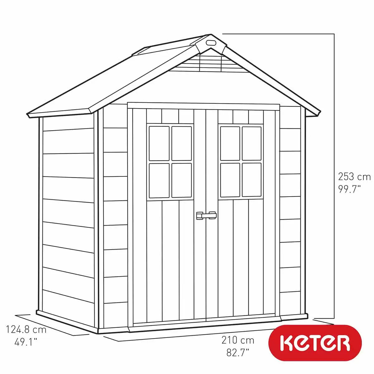 Keter Oakland Shed 7.5 x 4ft - Grey