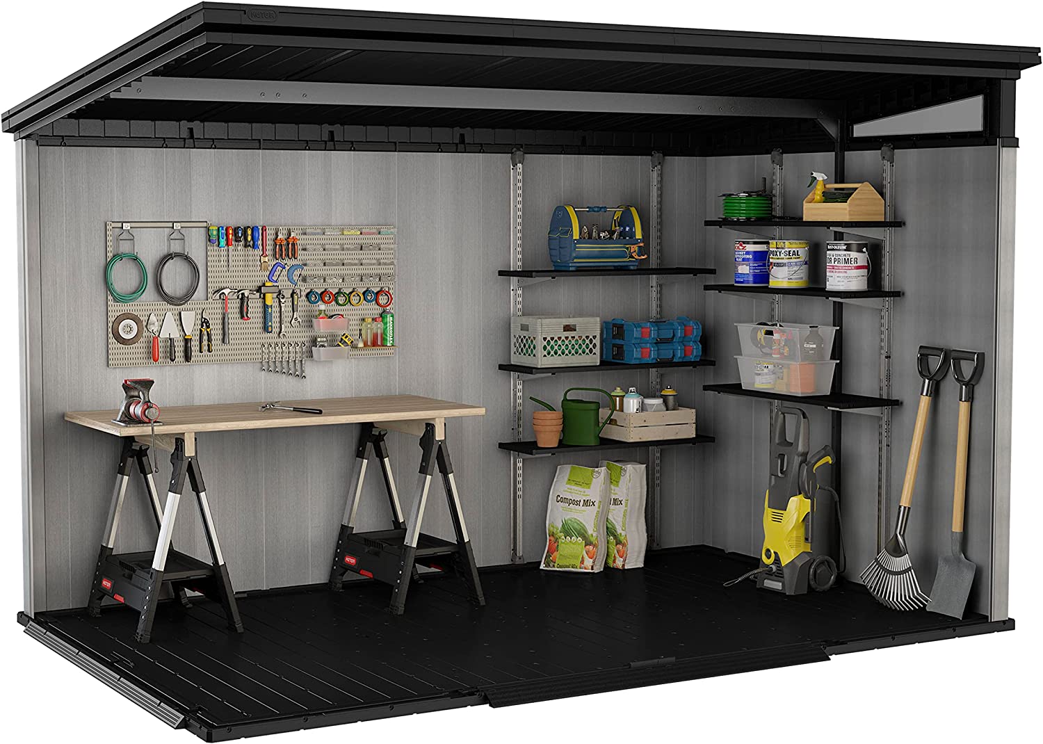 Keter Artisan 11 x 7ft Double Door Pent Outdoor Plastic Garden Shed