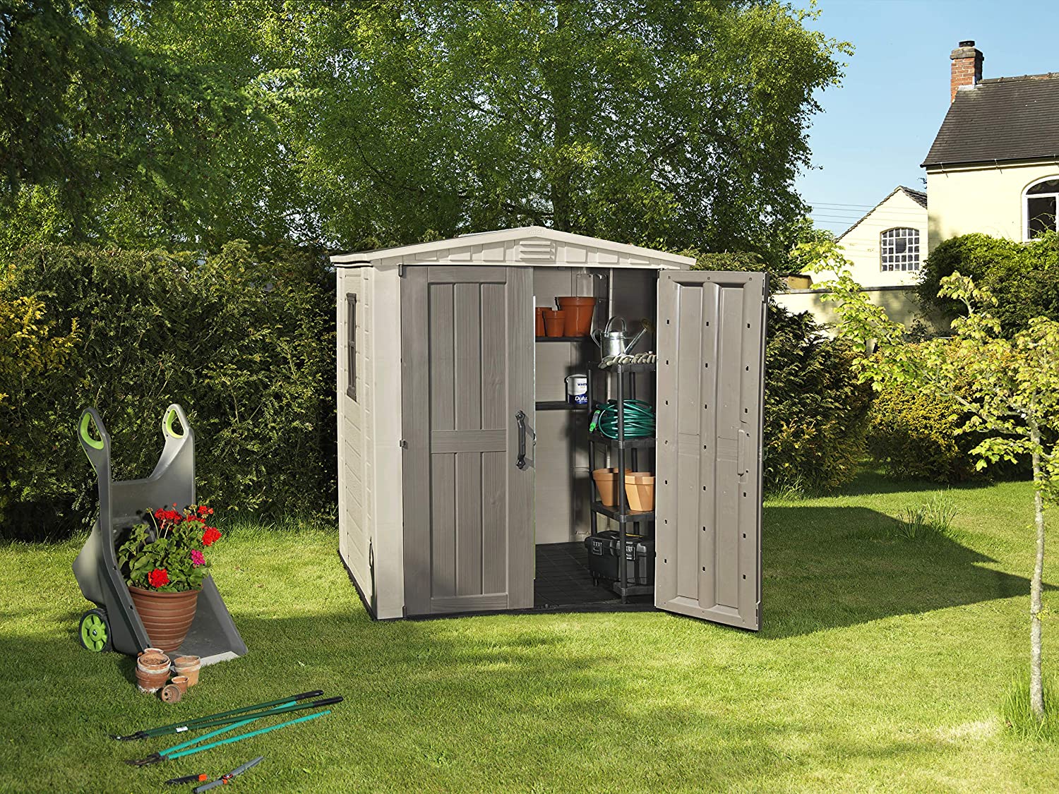 Keter Factor 6 x 6ft Double Door Outdoor Apex Plastic Garden Shed